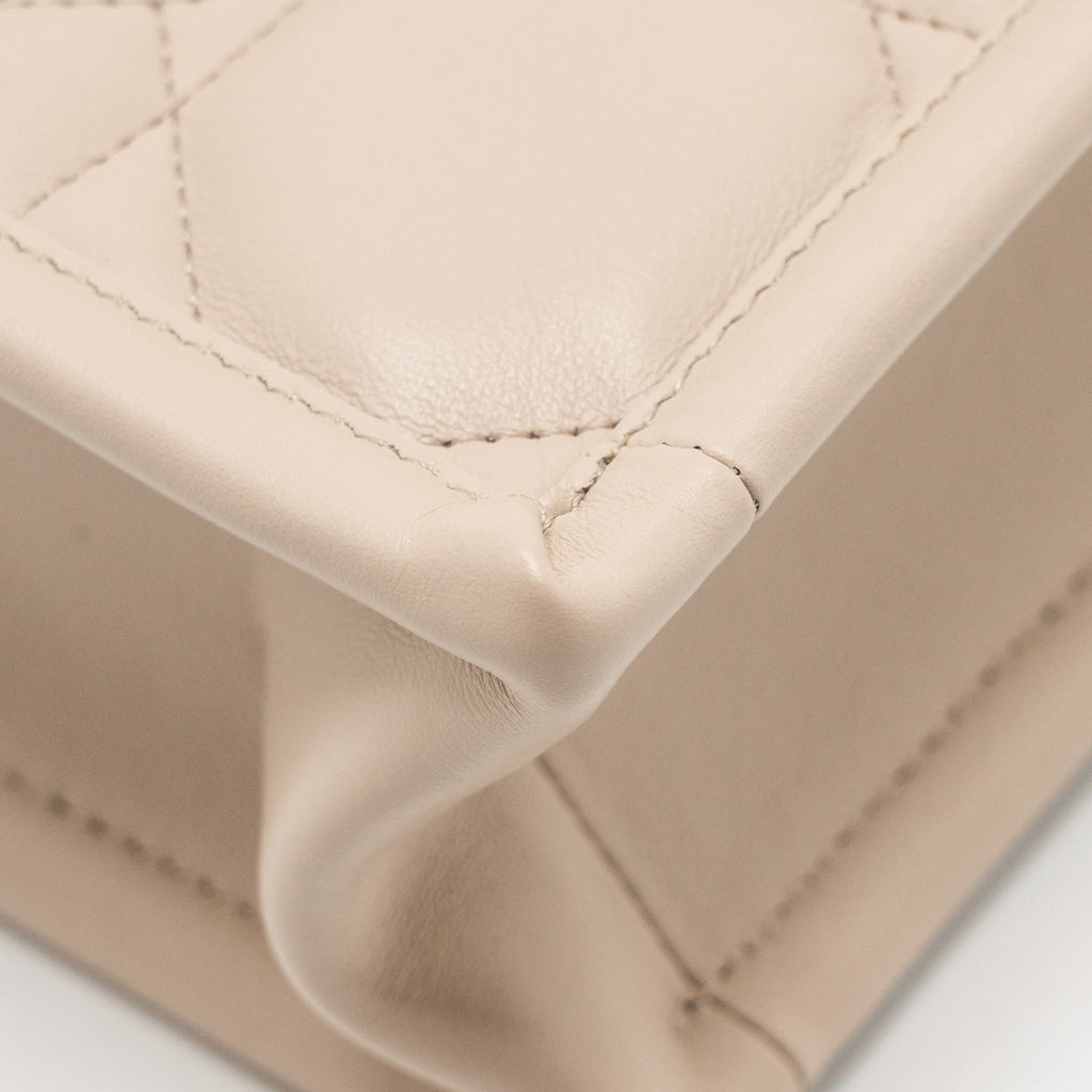 DIOR DIORAMOUR MINI DIOR BOOK TOTE MACROCANNAGE CALFSKIN POWDER BEIGE LGHW