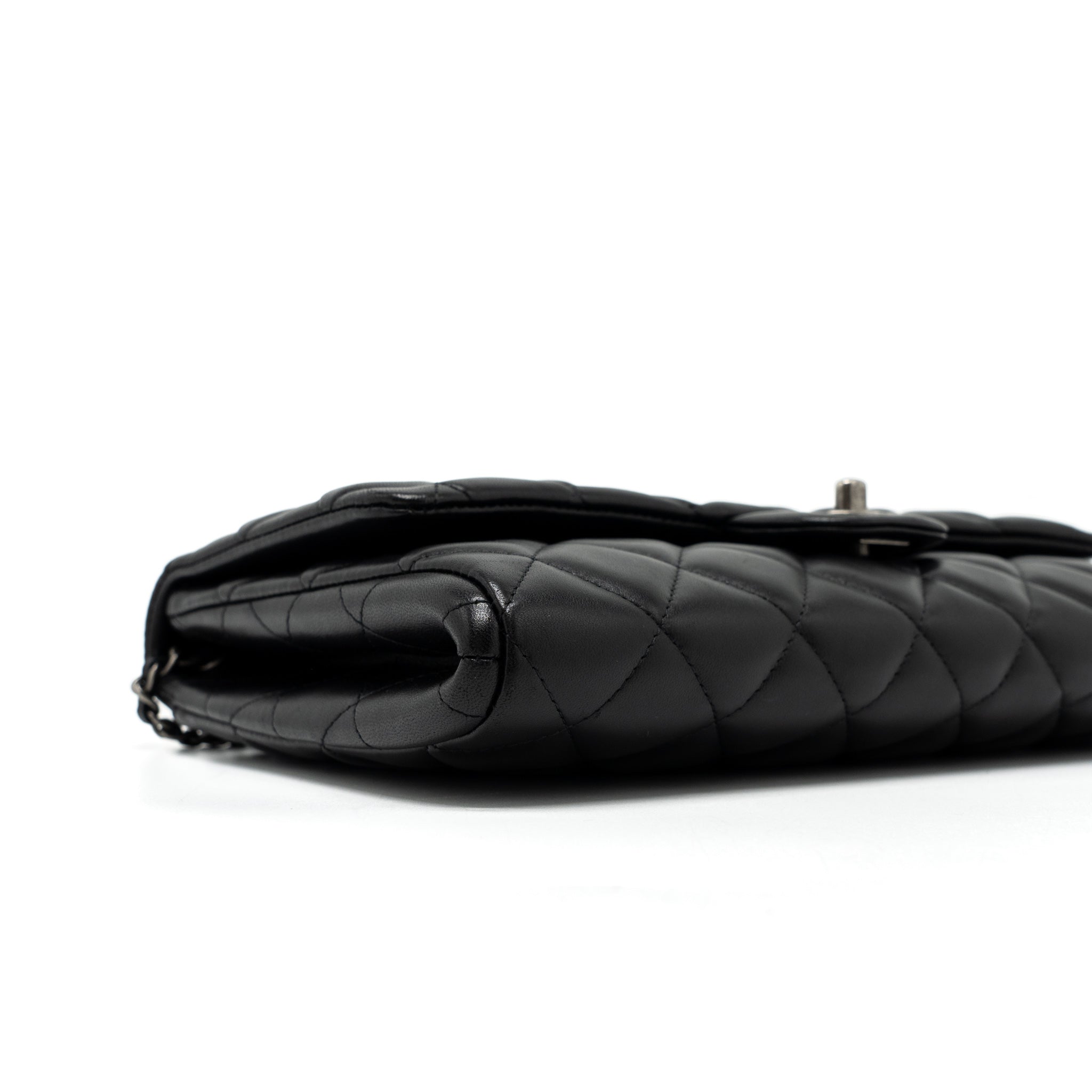 CHANEL TIMELESS CLUTCH WITH CHAIN LAMBSKIN BLACK RUTHENIUM HARDWARE