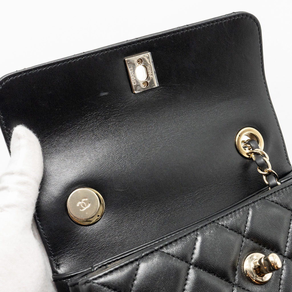CHANEL 24S MINI TRENDY CC LAMBSKIN BLACK LGHW(MICROCHIP)