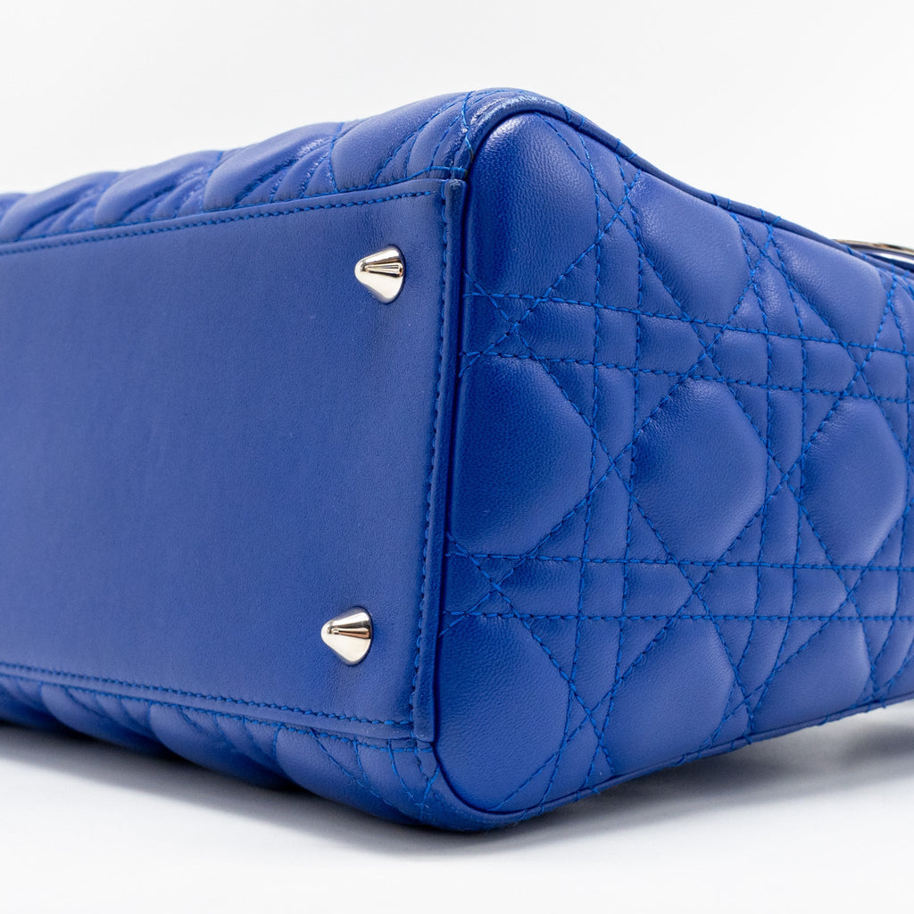 DIOR MEDIUM LADY DIOR LAMBSKIN BLUE SHW