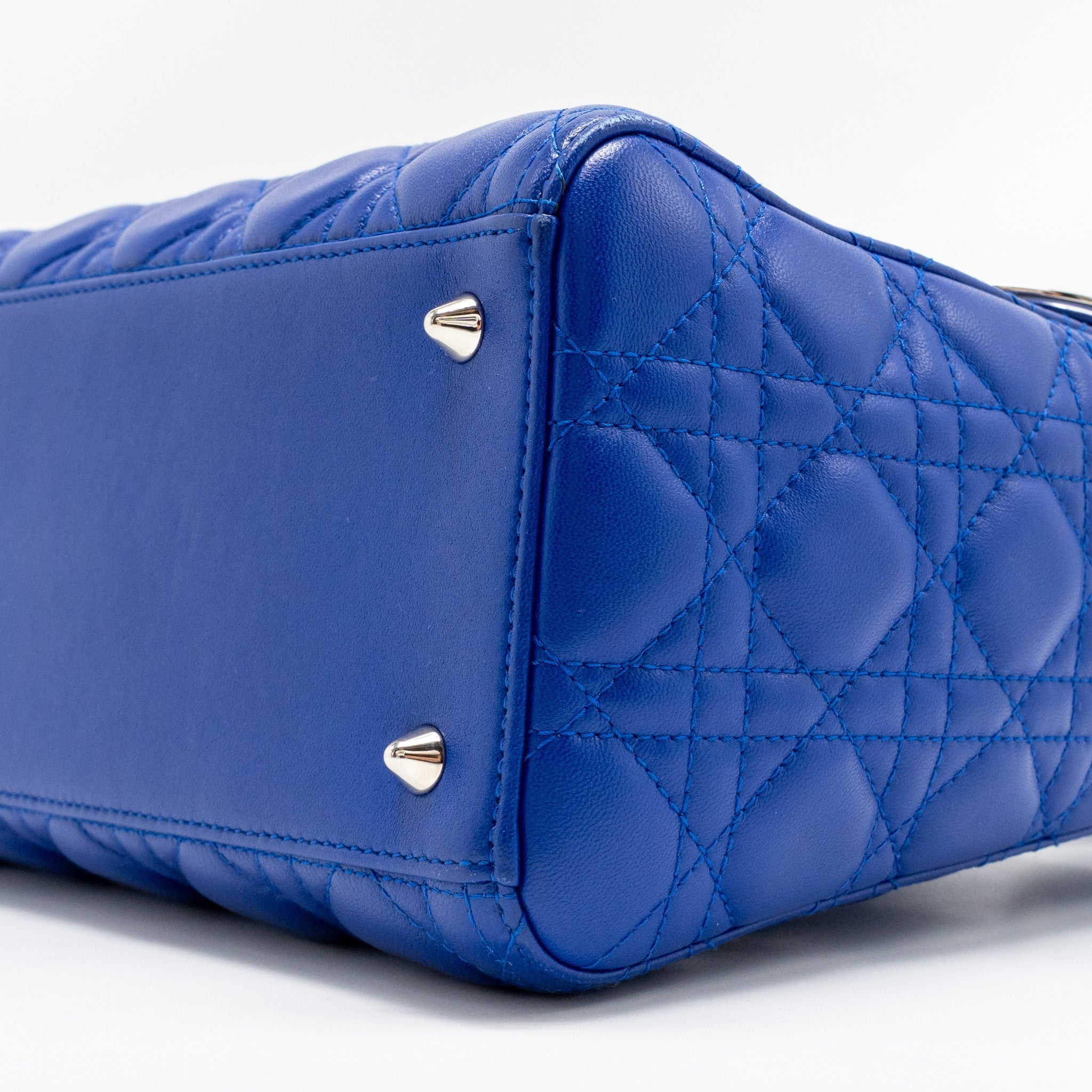 DIOR MEDIUM LADY DIOR LAMBSKIN BLUE SHW