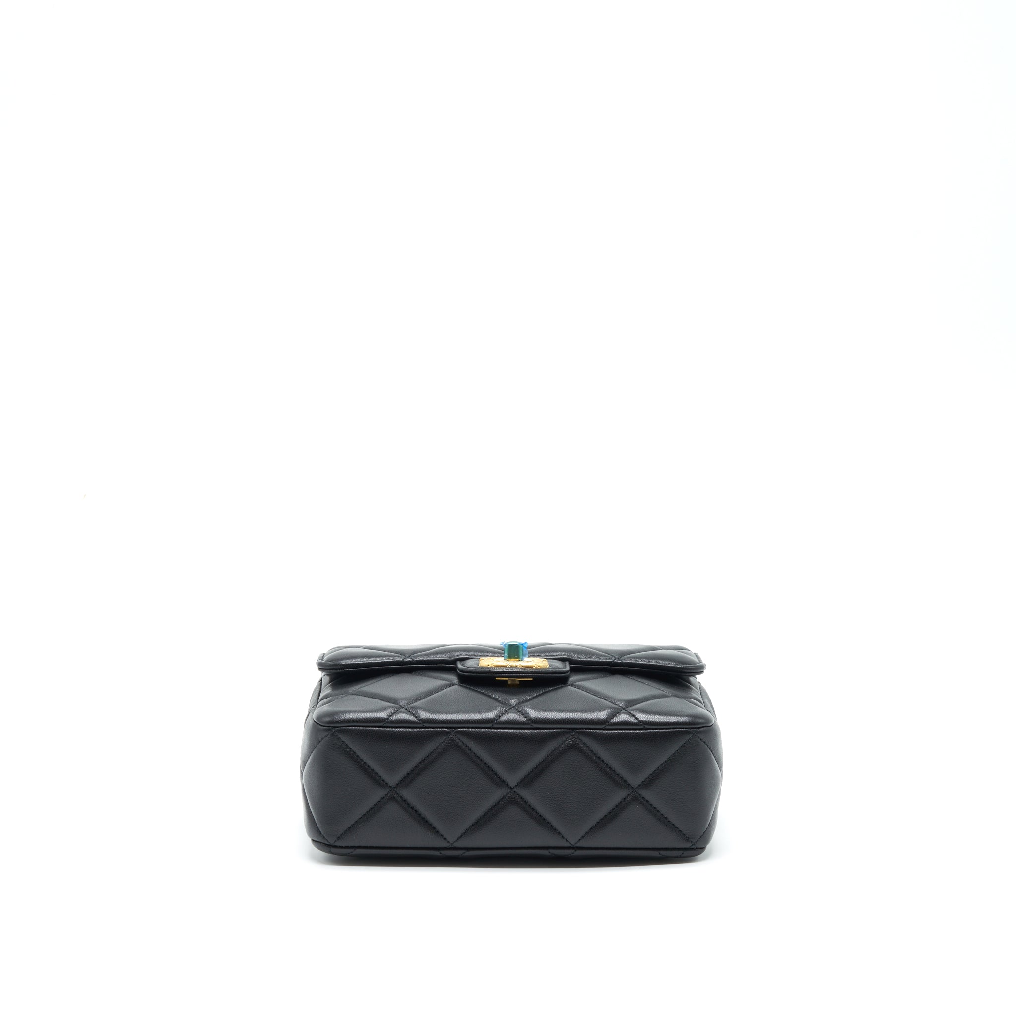 CHANEL QUILTED MEDIUM SQUARE FLAP BAG LAMBSKIN BLACK BRUSHED GHW (MICROCHIP)