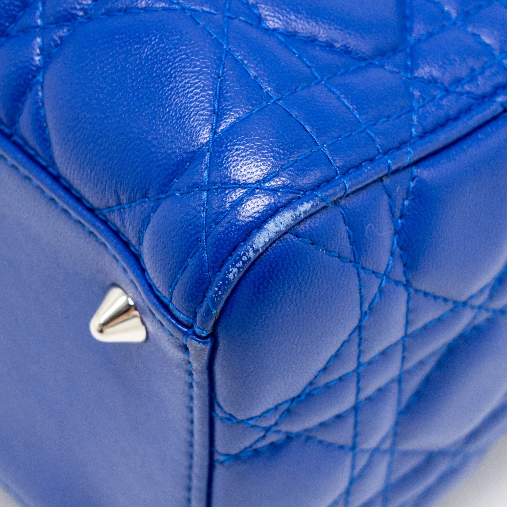 DIOR MEDIUM LADY DIOR LAMBSKIN BLUE SHW