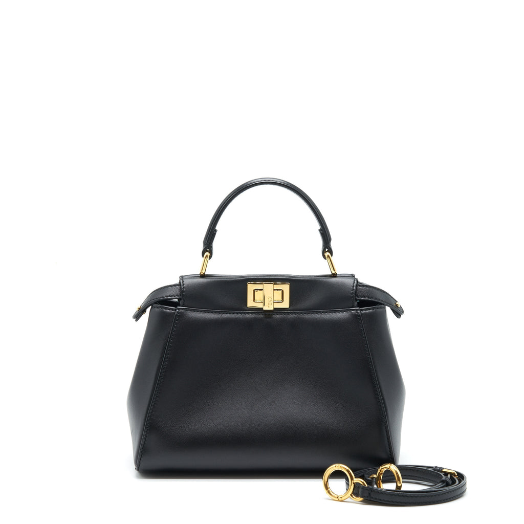 FENDI MINI PEEKABOO LAMBSKIN BLACK GHW