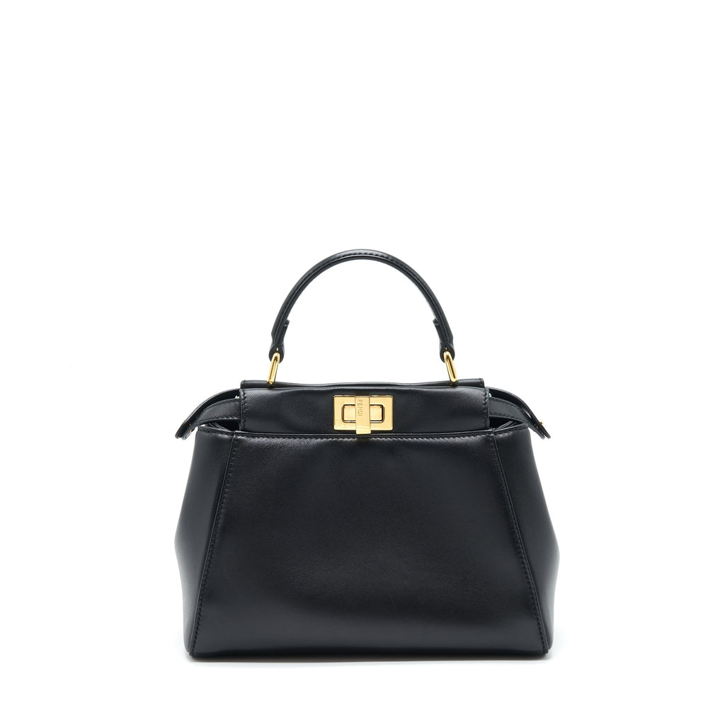 FENDI MINI PEEKABOO LAMBSKIN BLACK GHW