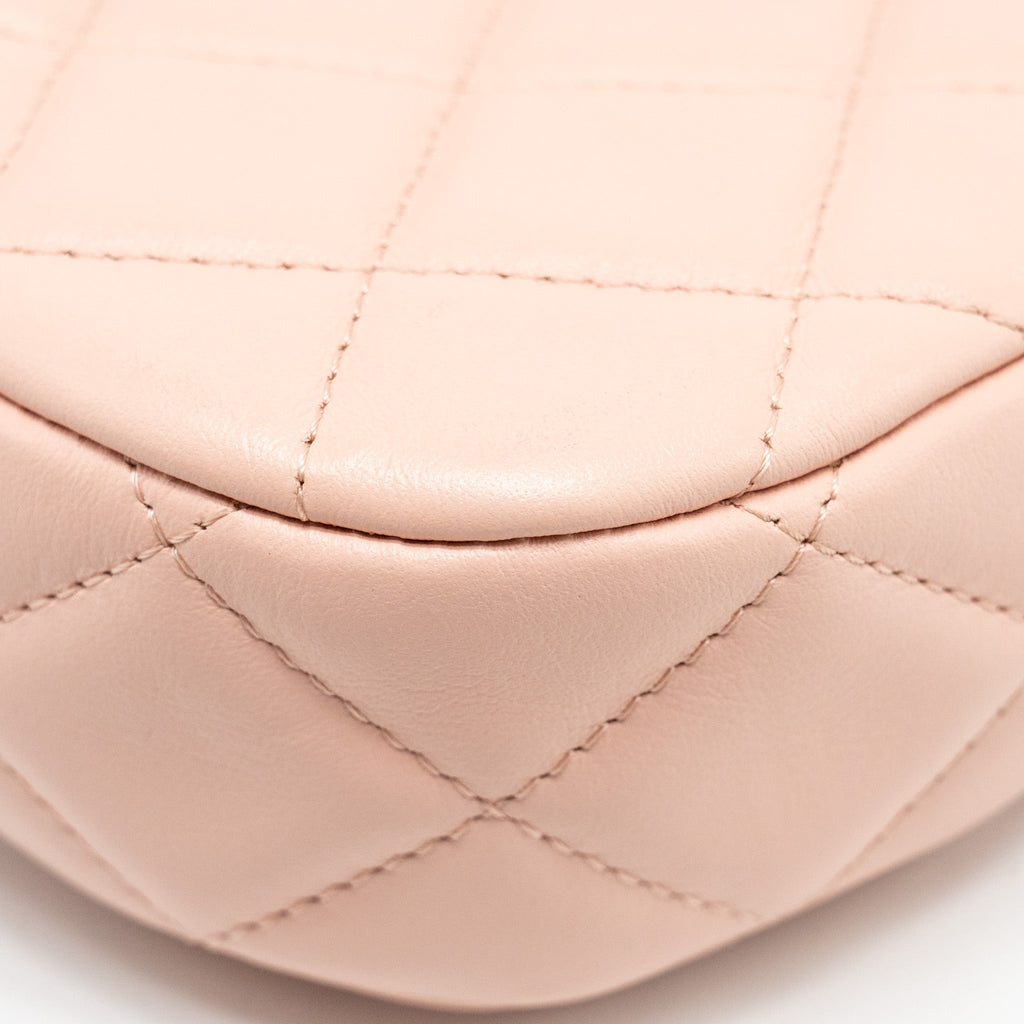 CHANEL 23K SMALL HOBO BAG CALFSKIN PINK GHW (MICROCHIP)