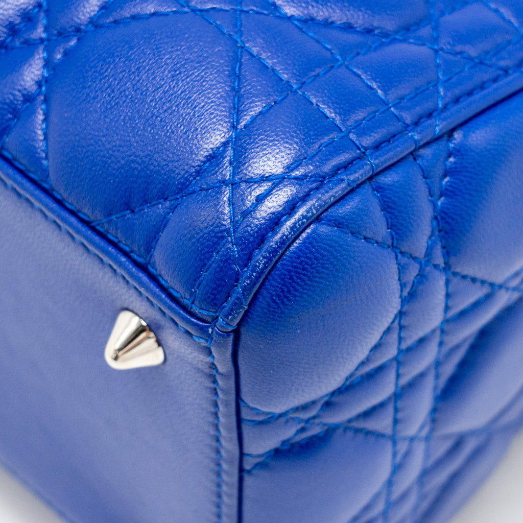DIOR MEDIUM LADY DIOR LAMBSKIN BLUE SHW