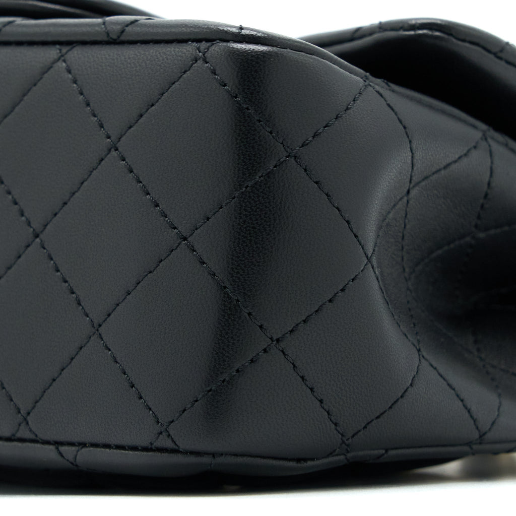 CHANEL 23C PEARL CRUSH MINI SQUARE FLAP BAG LAMBSKIN BLACK LGHW (MICROCHIP)