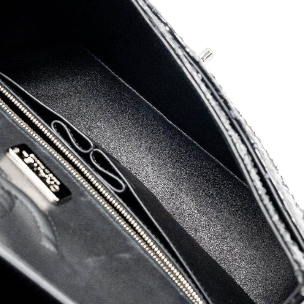 CHANEL MEDIUM CLASSIC DOUBLE FLAP BAG PYTHON BLACK SHW