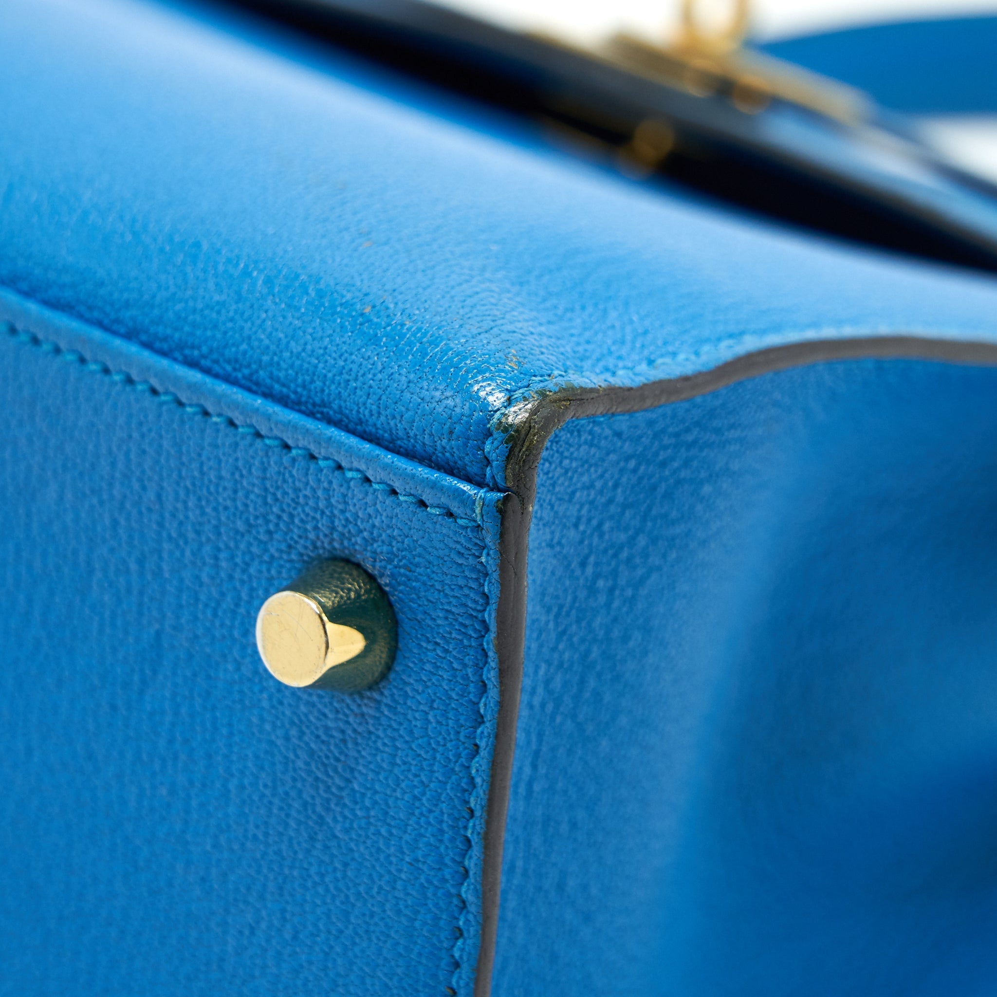 HERMES KELLY 25 BLUE ZANZIBAR GHW