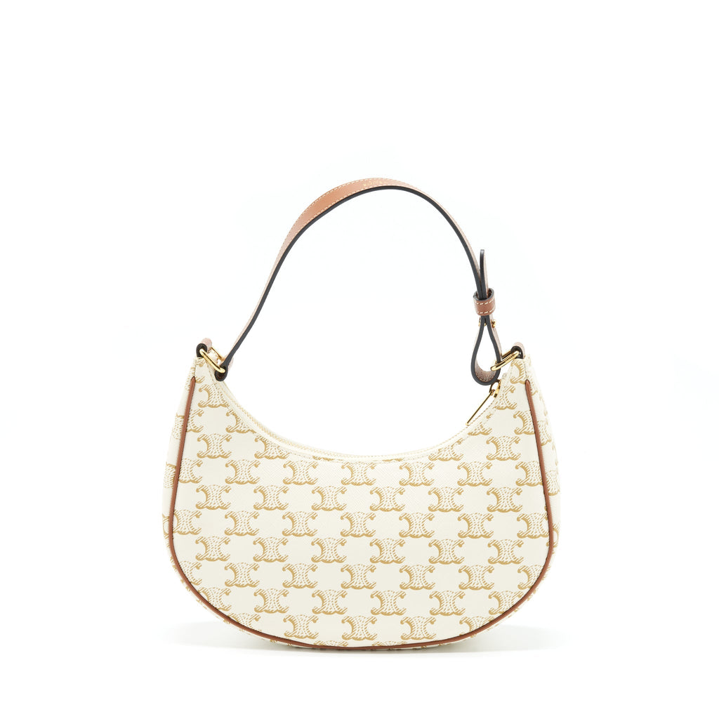 CELINE AVA BAG TRIOMPHE CANVAS AND LEATHER WHITE GHW