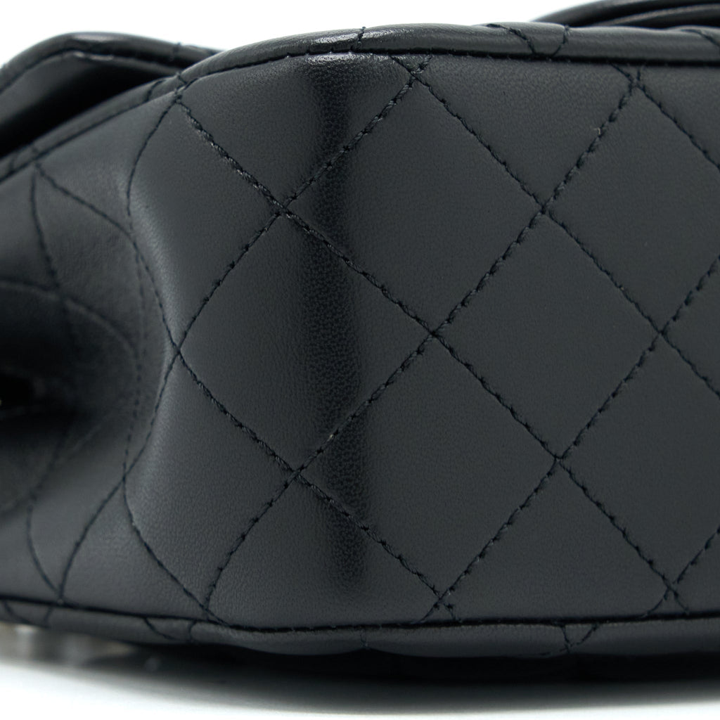 CHANEL 23C PEARL CRUSH MINI SQUARE FLAP BAG LAMBSKIN BLACK LGHW (MICROCHIP)