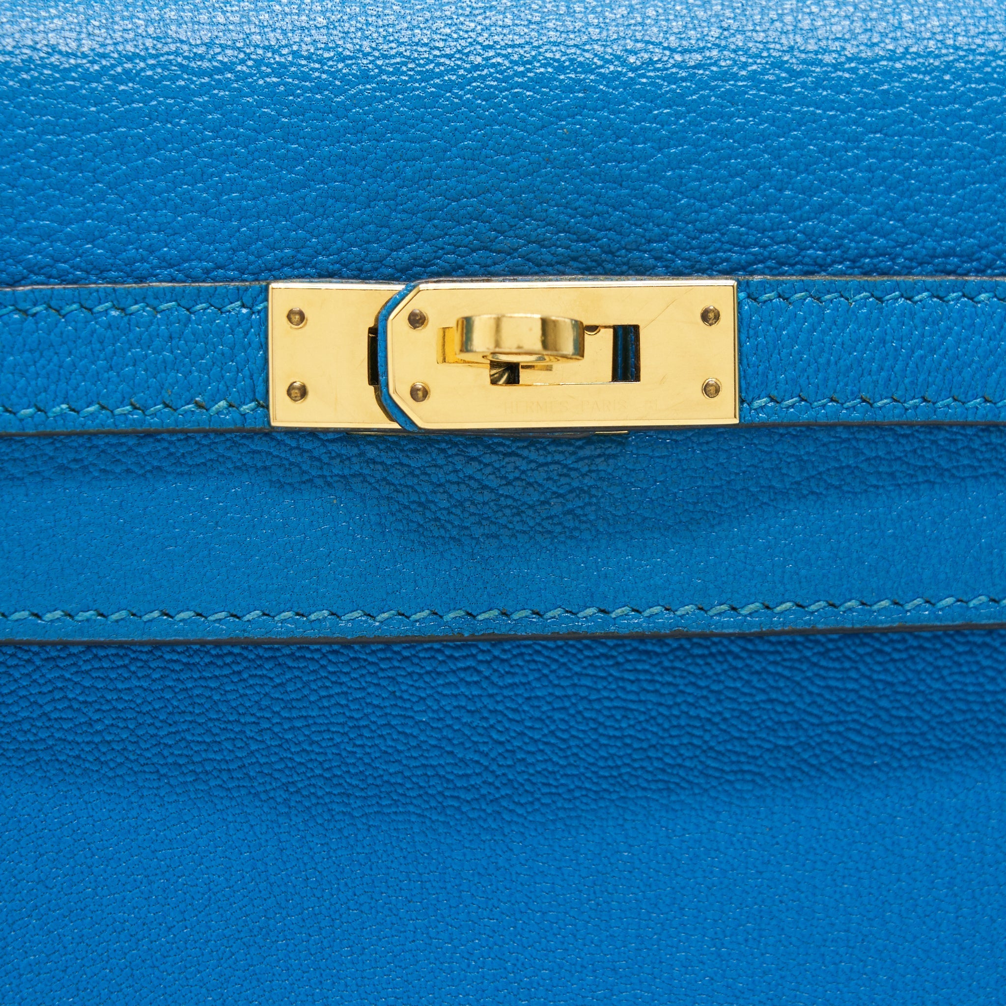 HERMES KELLY 25 BLUE ZANZIBAR GHW