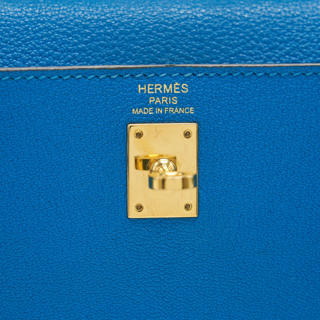 HERMES KELLY 25 BLUE ZANZIBAR GHW