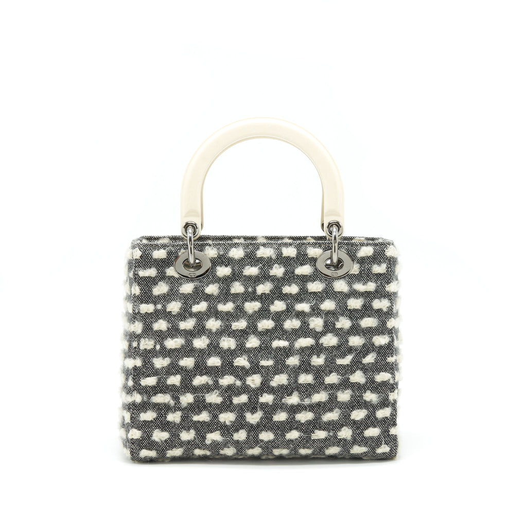 DIOR VINTAGE MEDIUM LADY DIOR COTTON DESIGN GREY/ WHITE SHW