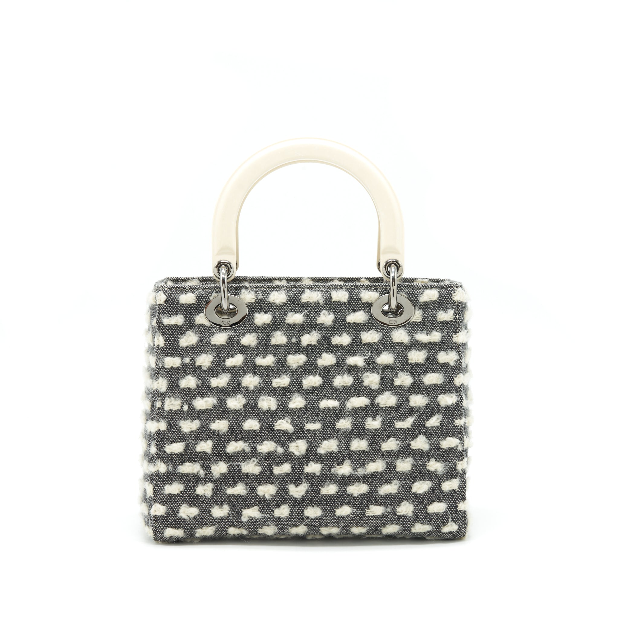 DIOR VINTAGE MEDIUM LADY DIOR COTTON DESIGN GREY/ WHITE SHW