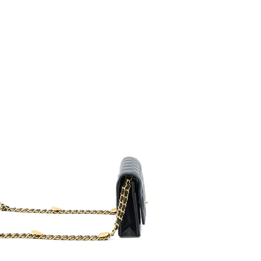 CHANEL 22A WALLET ON CHAIN CAVIAR BLACK GHW (MICROCHIP)