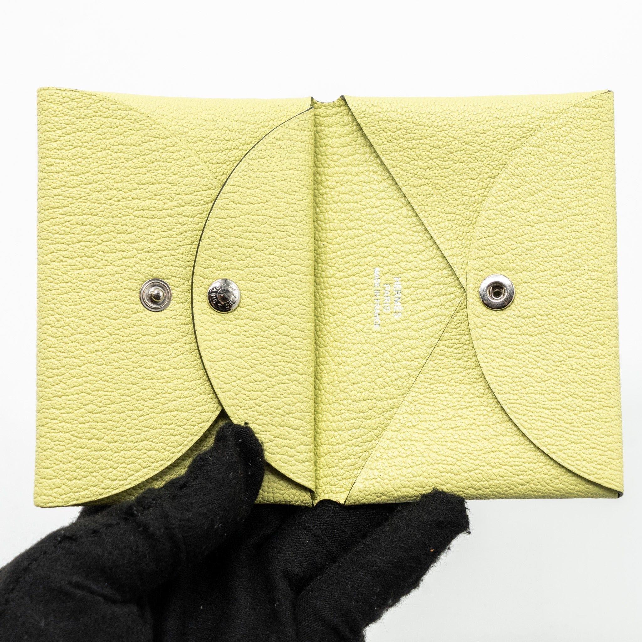 HERMES CALVI DUO CARD HOLDER CHEVRE MYSORE JAUNE BOURGE SHW