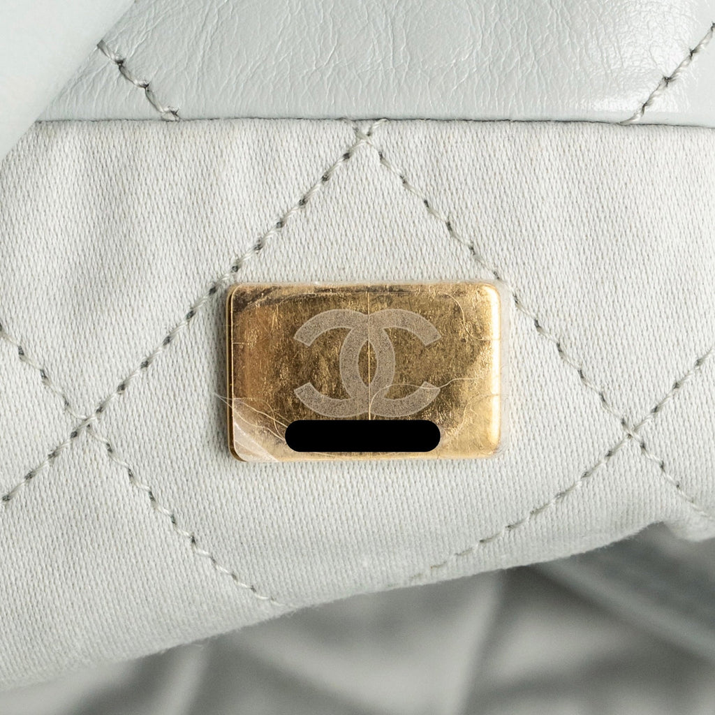 CHANEL SMALL 22 BAG SHINY CALFSKIN LIGHT BLUE GHW (MICROCHIP)
