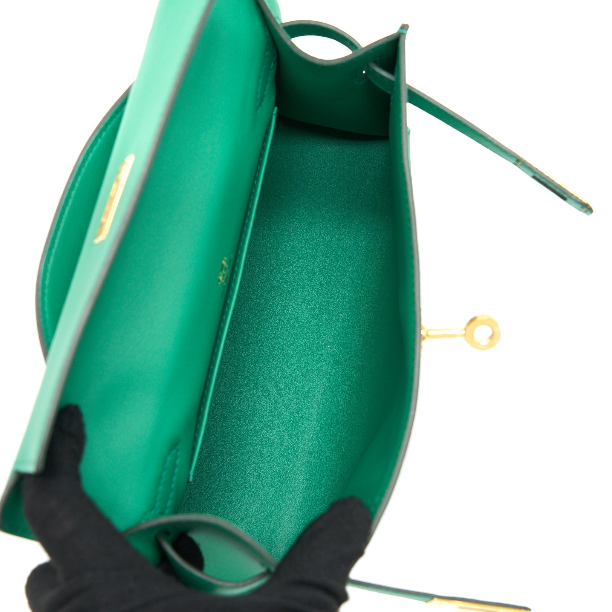 HERMES KELLY POCHETTE SWIFT U4 VERT VERTIGO GHW