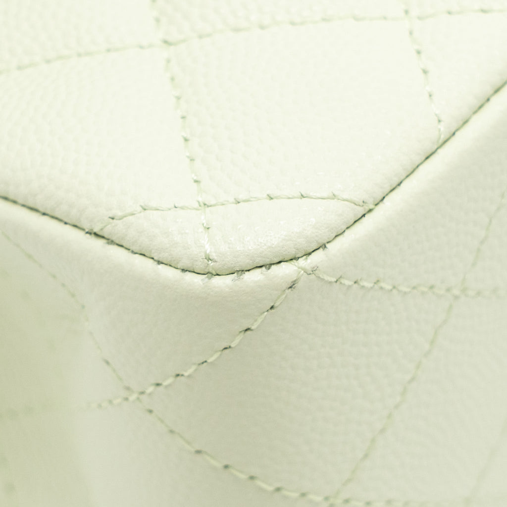 CHANEL SMALL CLASSIC DOUBLE FLAP BAG CAVIAR LIGHT GREEN LGHW (MICROCHIP)