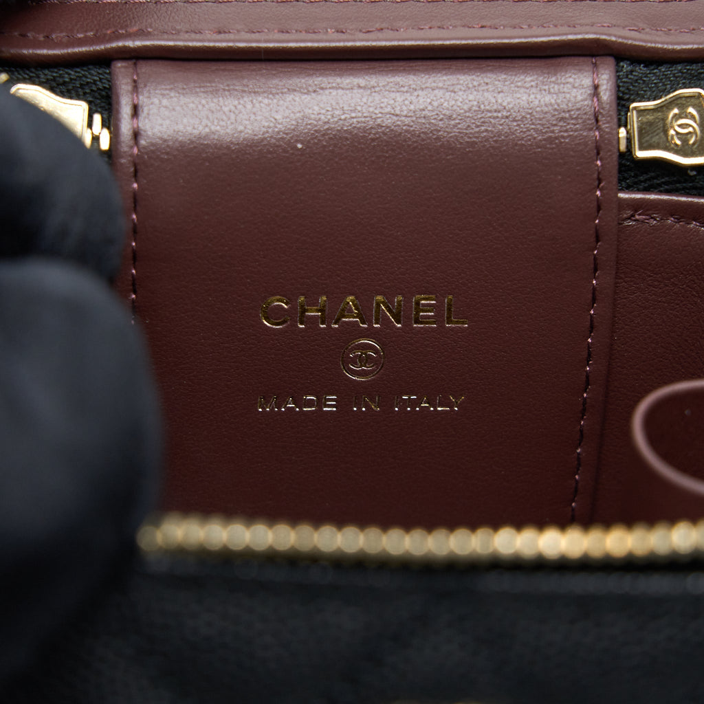 CHANEL 23C MINI VANITY WITH CHAIN CAVIAR BLACK LGHW (MICROCHIP)