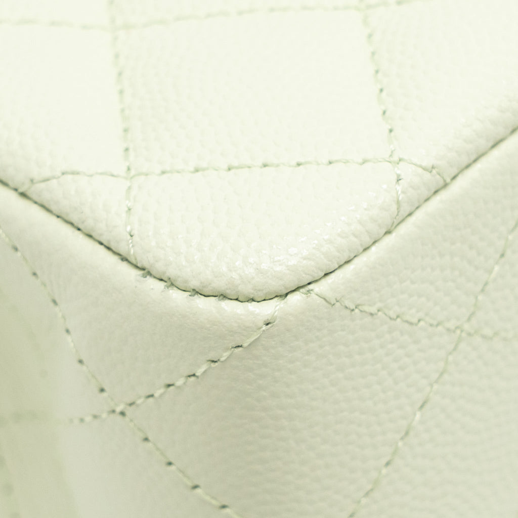 CHANEL SMALL CLASSIC DOUBLE FLAP BAG CAVIAR LIGHT GREEN LGHW (MICROCHIP)