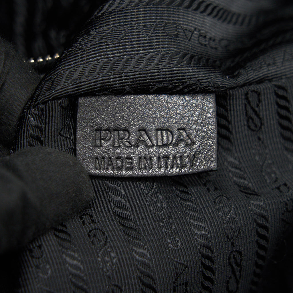 PRADA PRUGNA SOFT CALFSKIN LEATHER SHOPPING TOTE BAG BLACK