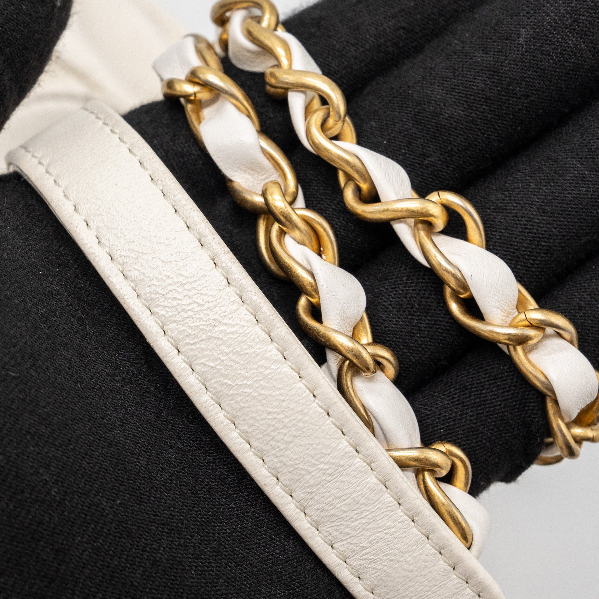 CHANEL TOP HANDLE FLAP BAG LAMBSKIN WHITE BRUSH GHW