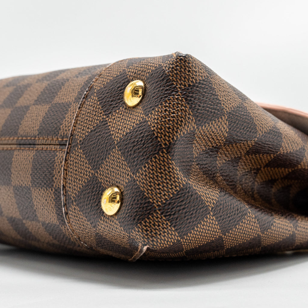 LOUIS VUITTON POCHETTE CAISSA DAMIER EBENE/PINK CANVAS GHW