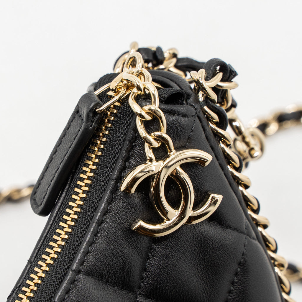 CHANEL SMALL MOON HOBO BAG LAMBSKIN BLACK LGHW (MICROCHIP)