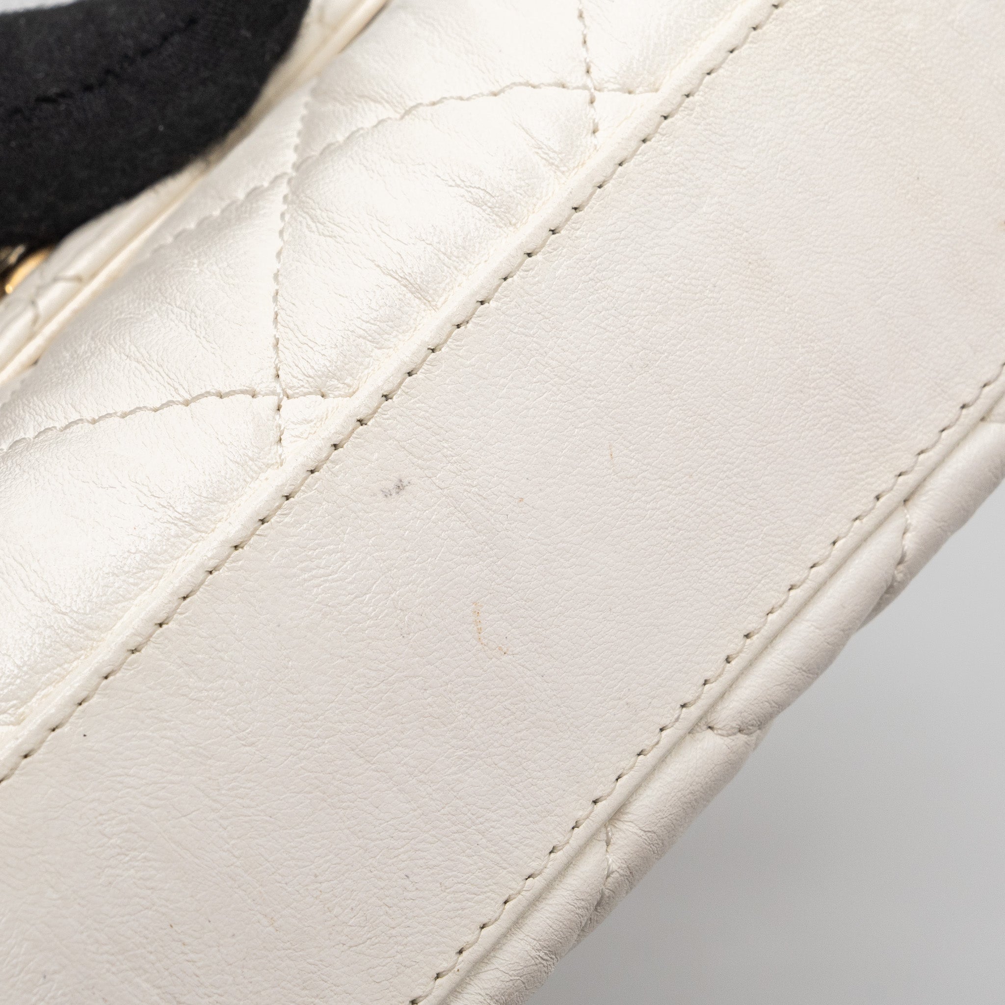 CHANEL TOP HANDLE FLAP BAG LAMBSKIN WHITE BRUSH GHW