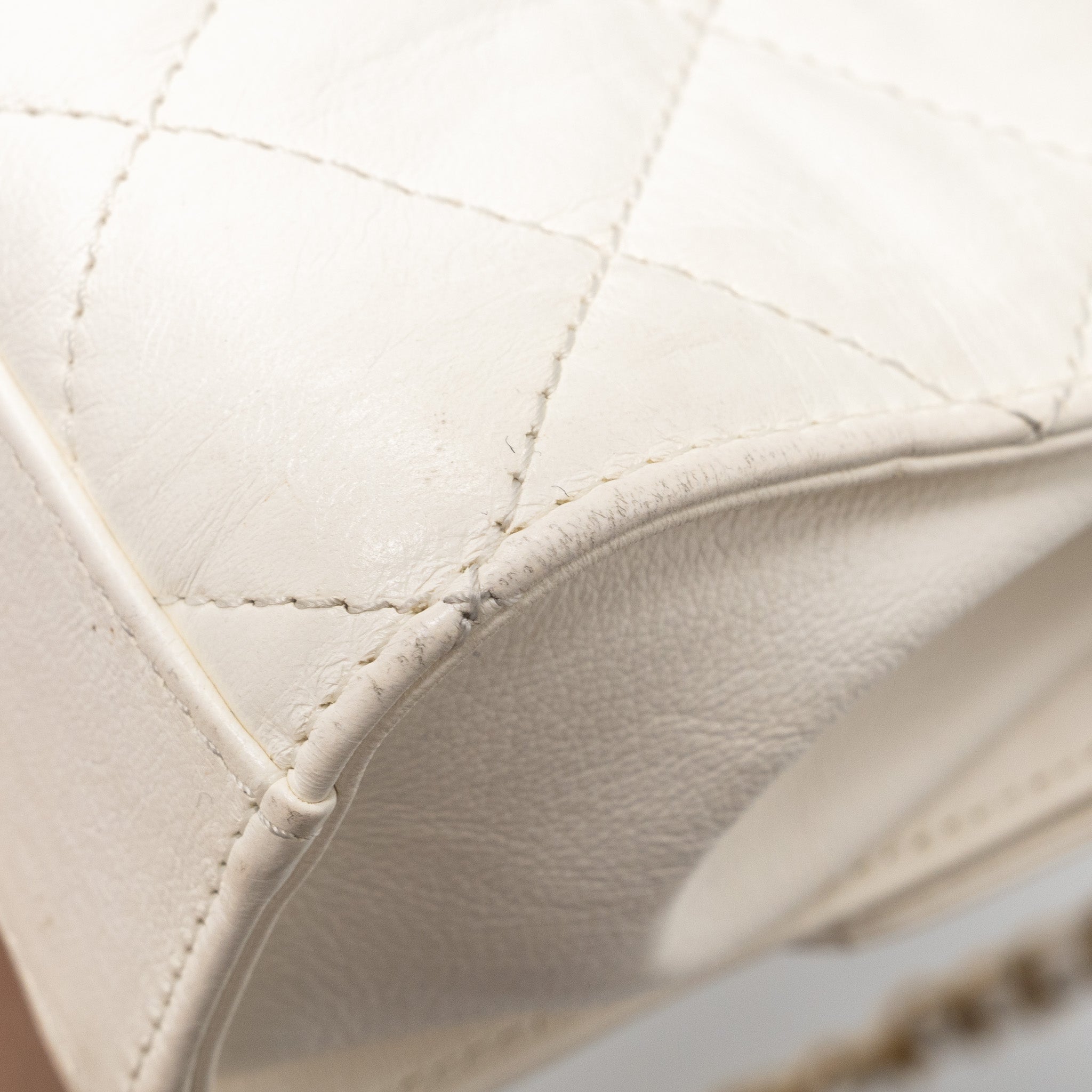 CHANEL TOP HANDLE FLAP BAG LAMBSKIN WHITE BRUSH GHW