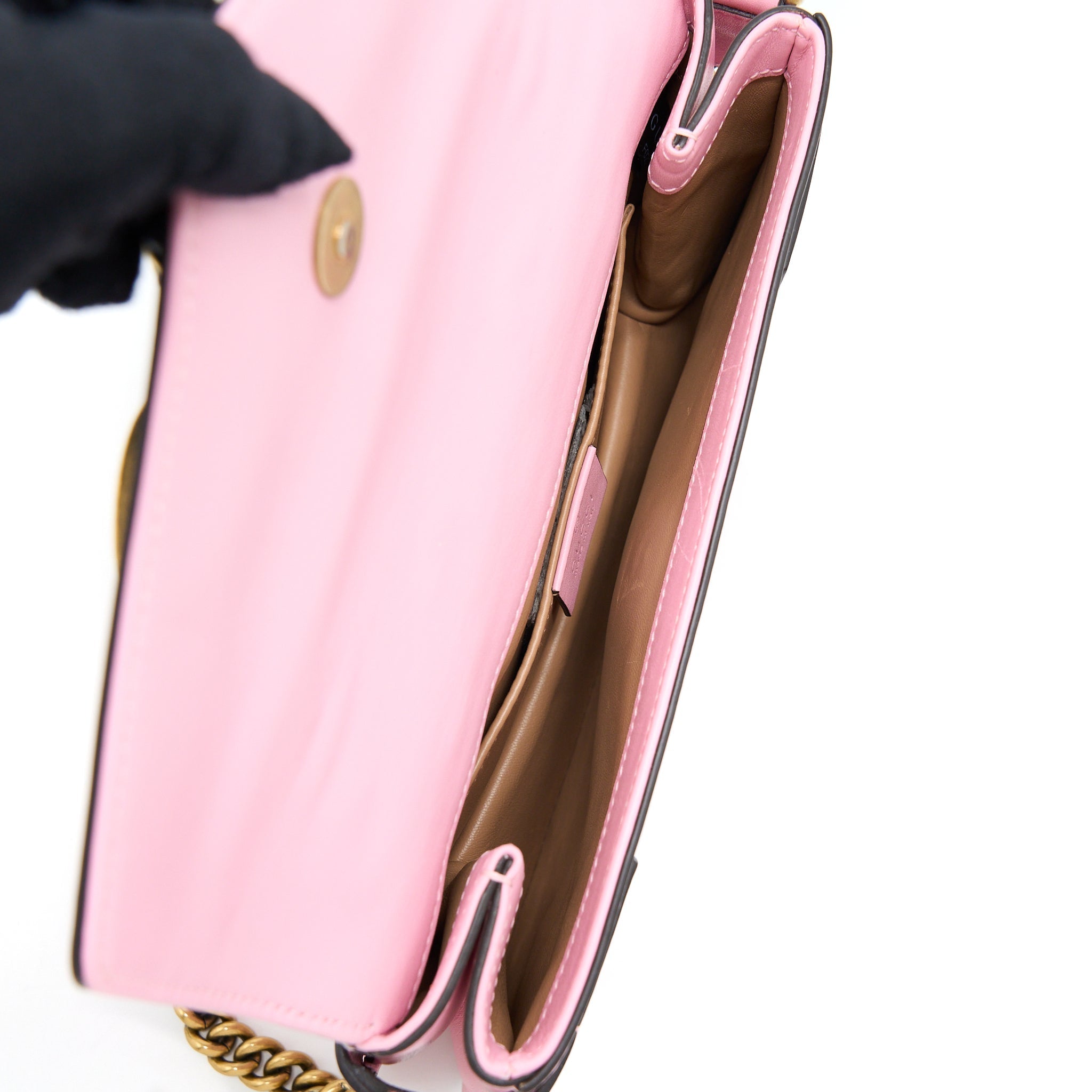 GUCCI PEARL STUDDED MINI BROADWAY BEE SHOULDER BAG PINK GHW