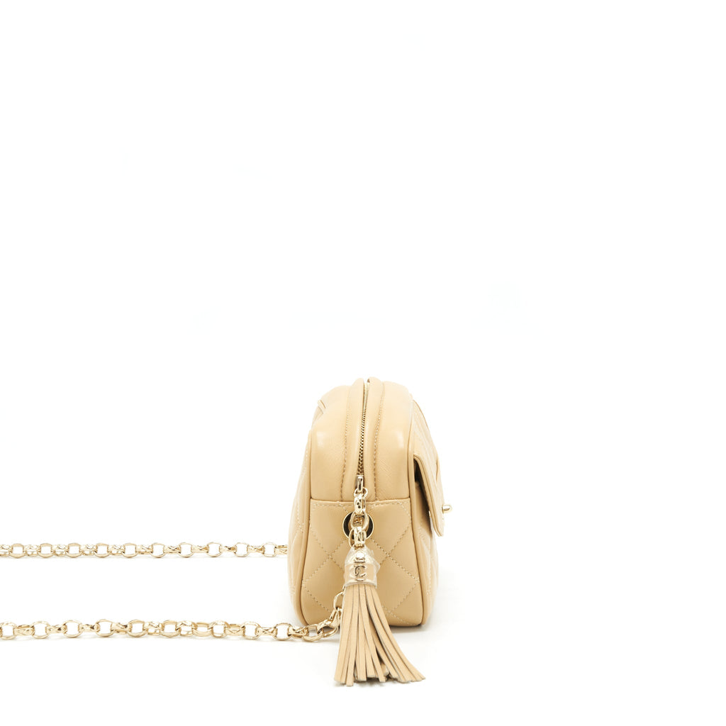 CHANEL CAMERA BAG LAMBSKIN BEIGE LGHW