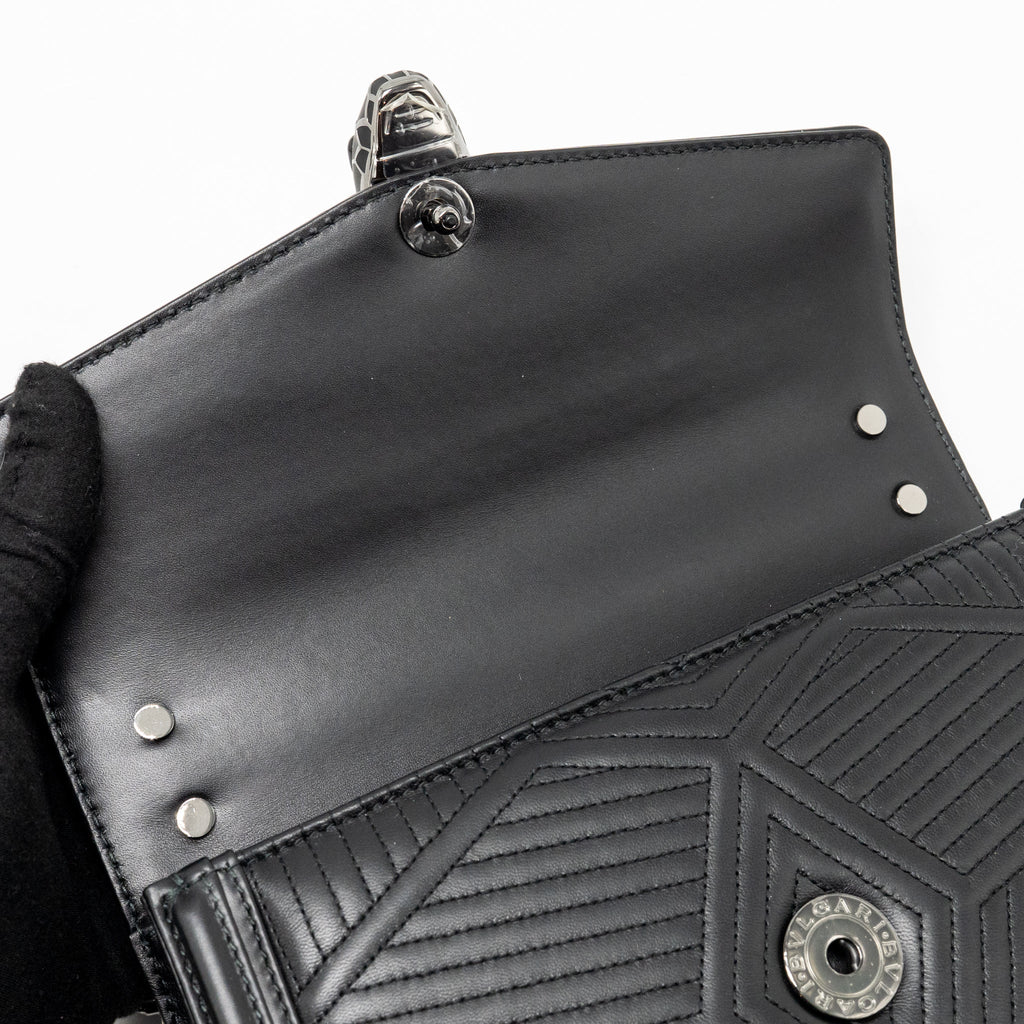 BVLGARI SERPENTI FOREVER FLAP BAG CALFSKIN BLACK RUTHENIUM HARDWARE