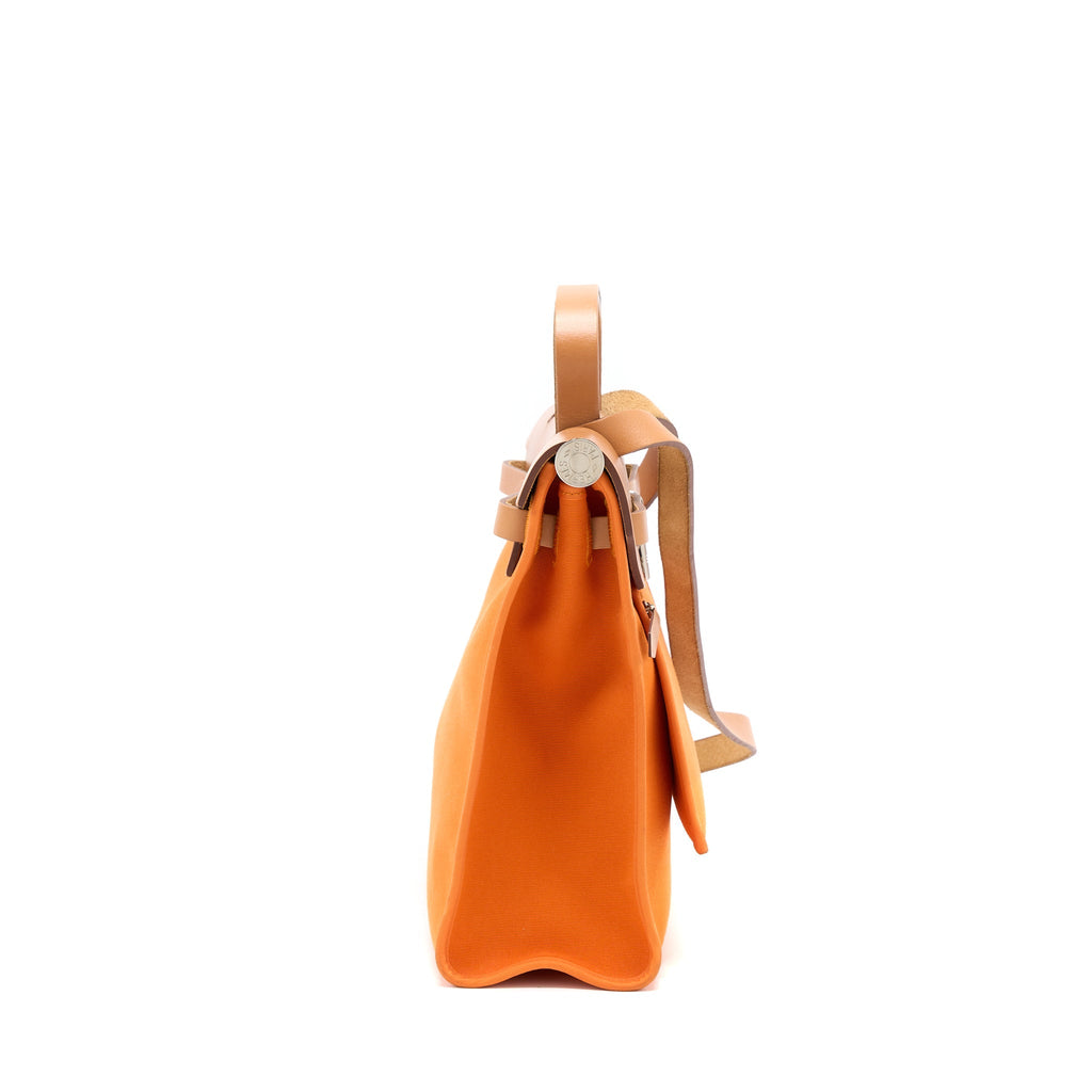 HERMES HERBAG 31 ZIP BAG CANVAS ORANGE SHW