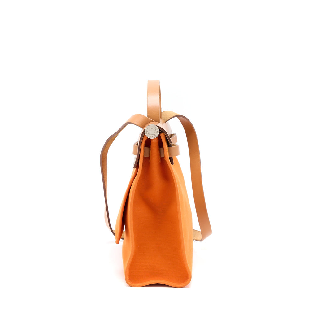 HERMES HERBAG 31 ZIP BAG CANVAS ORANGE SHW