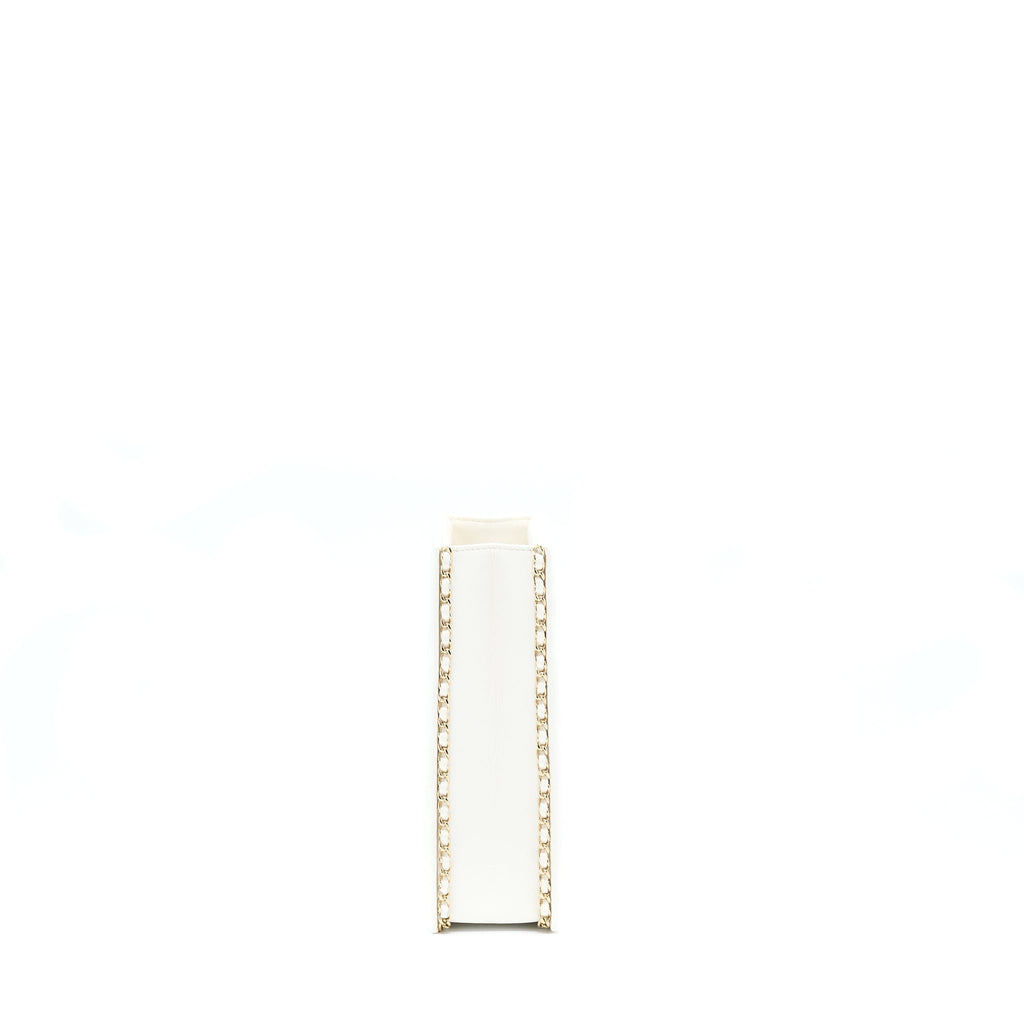 CHANEL VERTICAL EVENING CHAIN BAG CAVIAR WHITE LGHW (MICROCHIP)