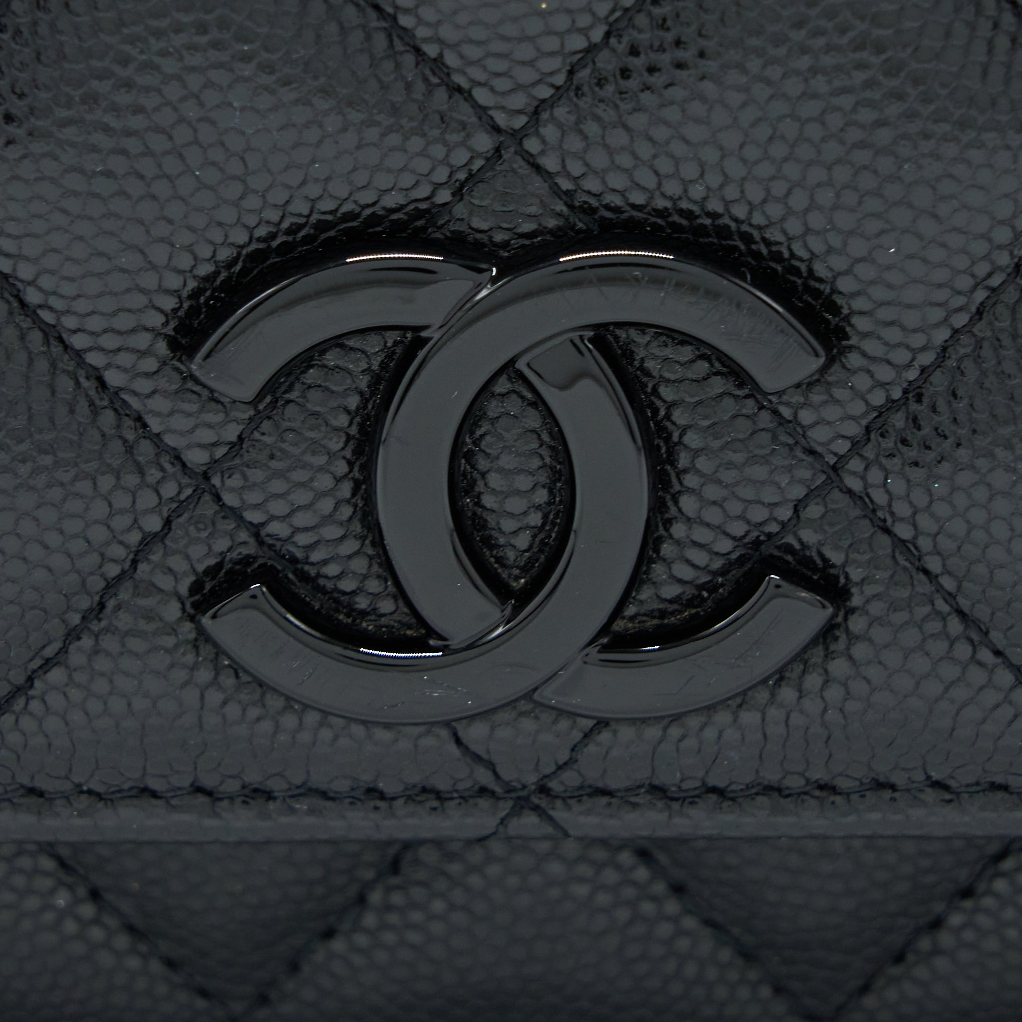 CHANEL QUILTED WALLET ON CHAIN CAVIAR SO BLACK