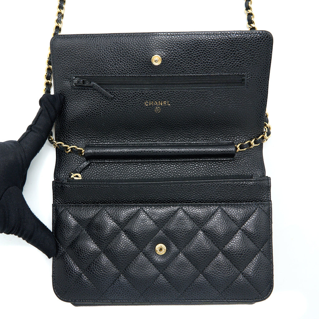 CHANEL CLASSIC WALLET ON CHAIN CAVIAR BLACK GHW
