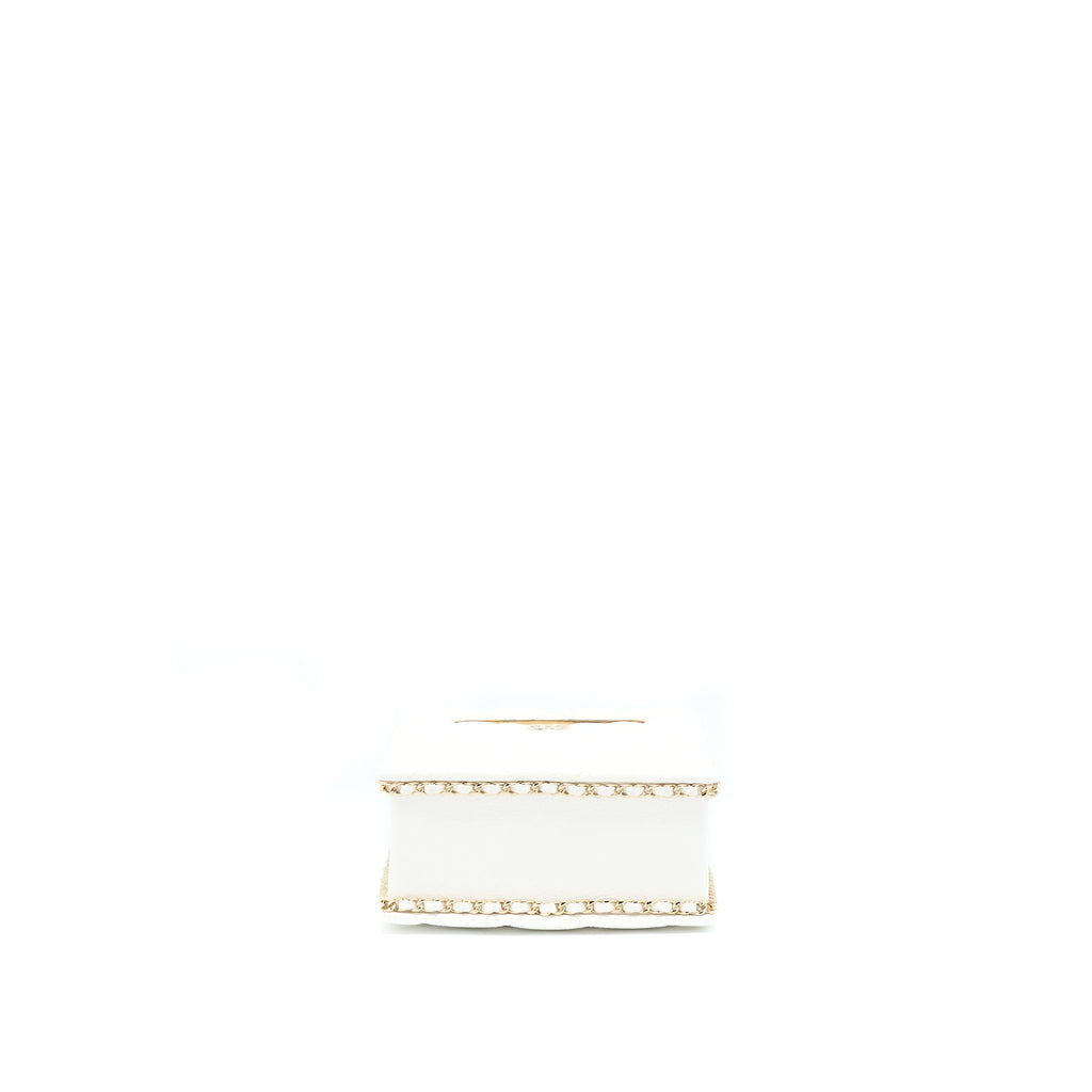 CHANEL VERTICAL EVENING CHAIN BAG CAVIAR WHITE LGHW (MICROCHIP)