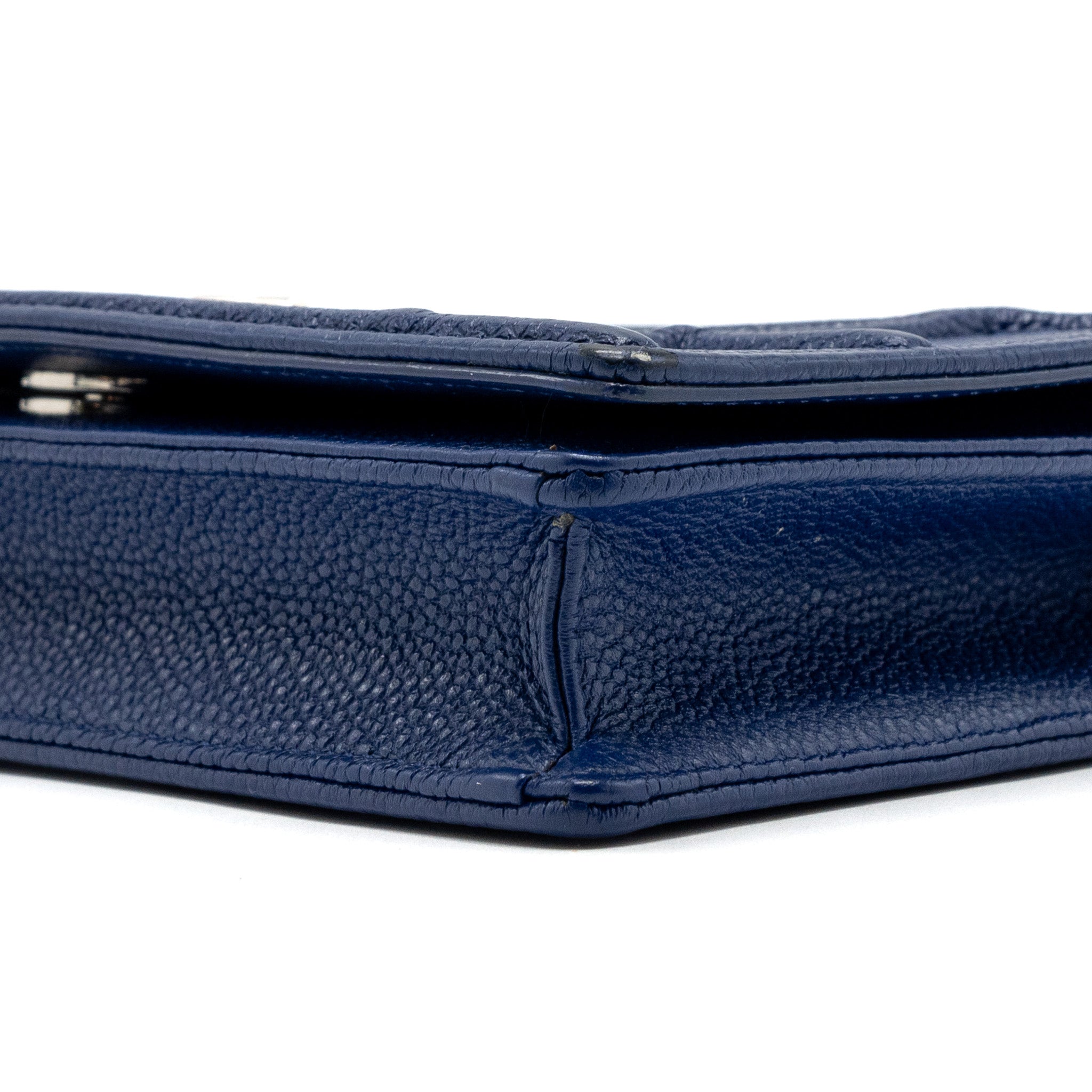 DIOR DIORAMA WALLET ON CHAIN LEATHER BLUE SHW