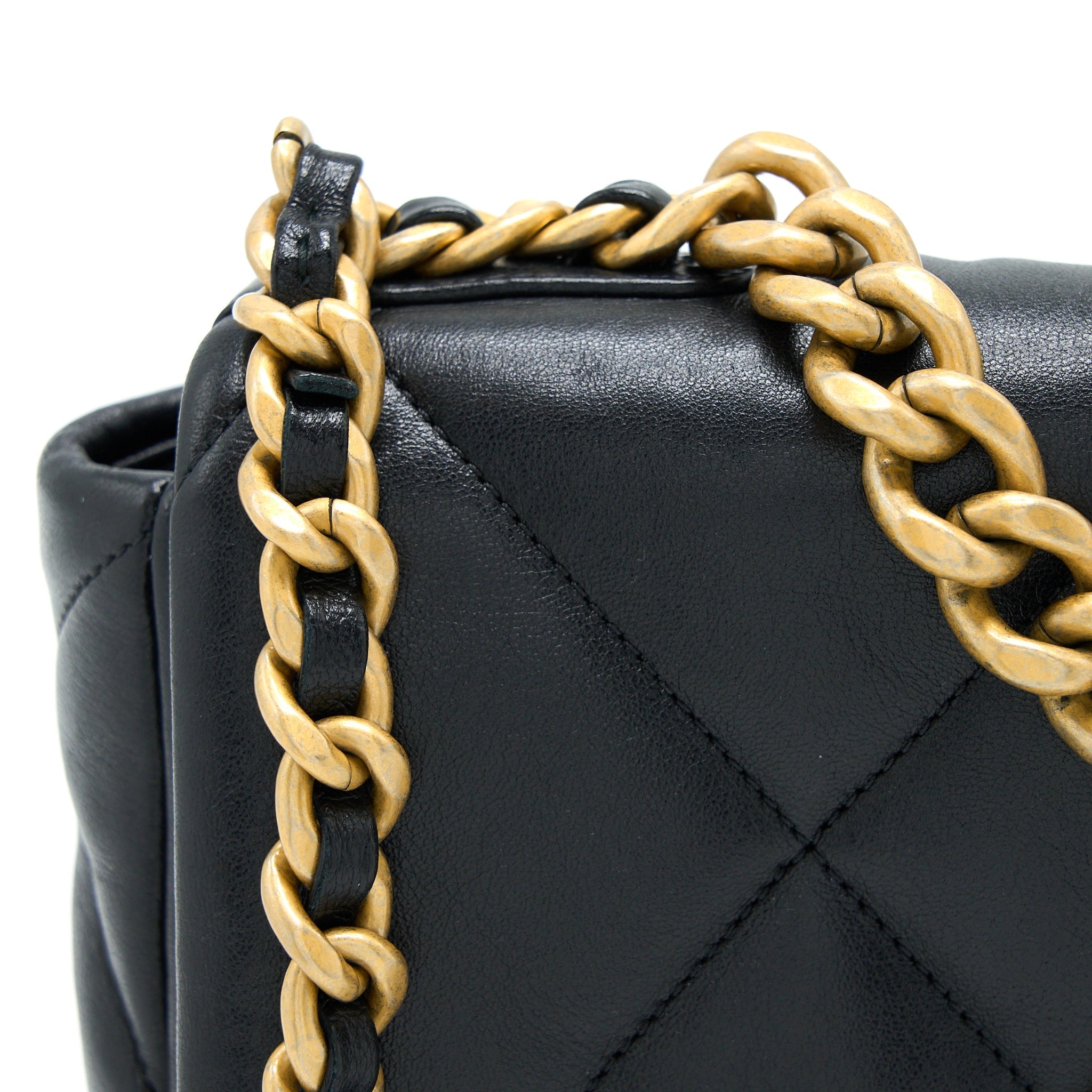 CHANEL SMALL 19 BAG LAMBSKIN BLACK MULTICOLOUR HARDWARE