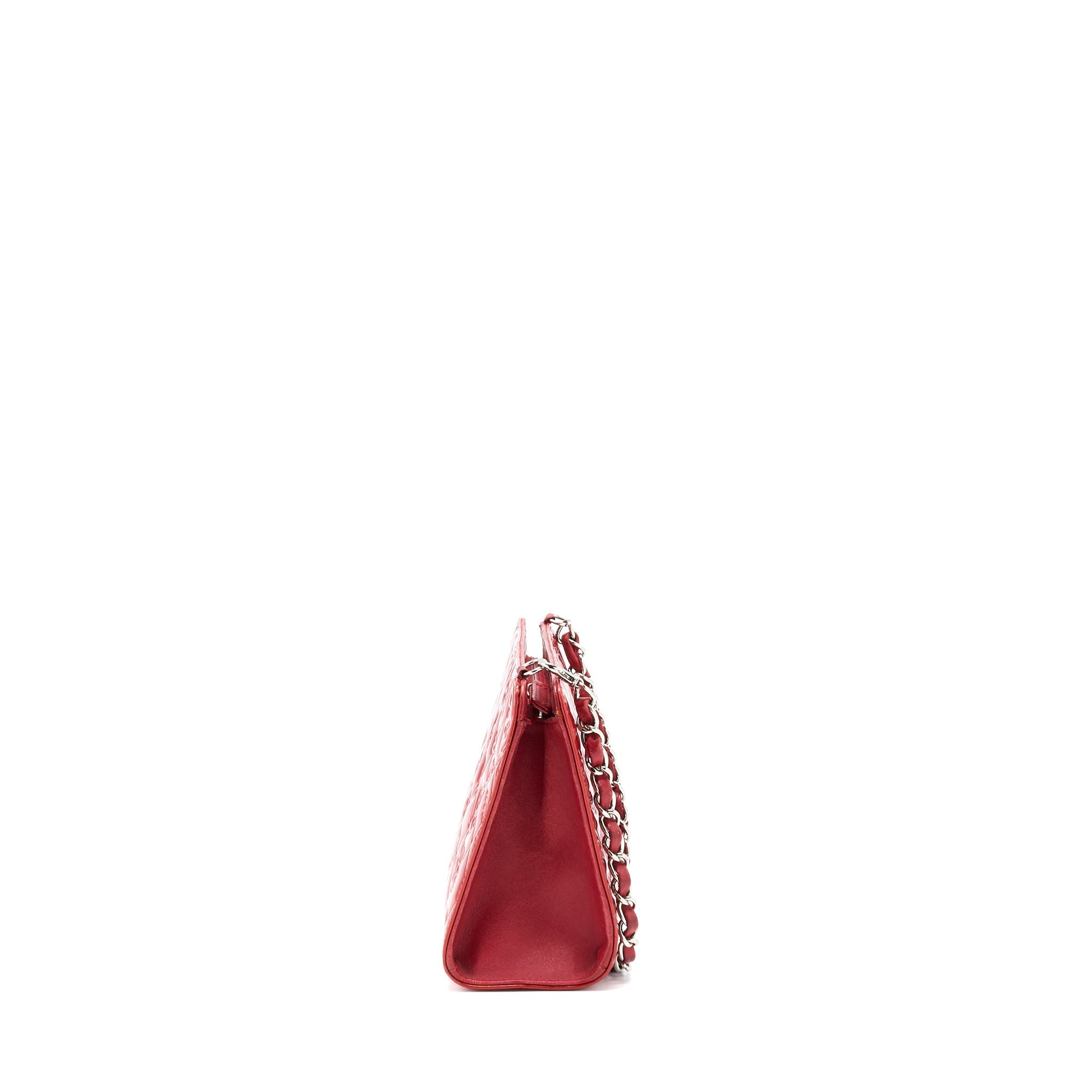 CHANEL VINTAGE LEATHER CHARM PRINTED CHAIN SHOULDER BAG RED SHW