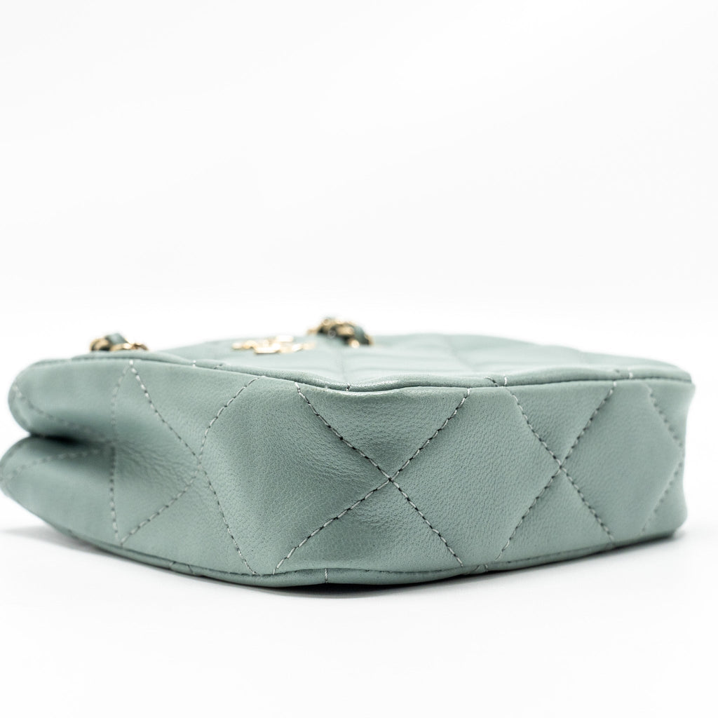 CHANEL MINI QUILTED CHAIN BAG LAMBSKIN LIGHT BLUE LGHW
