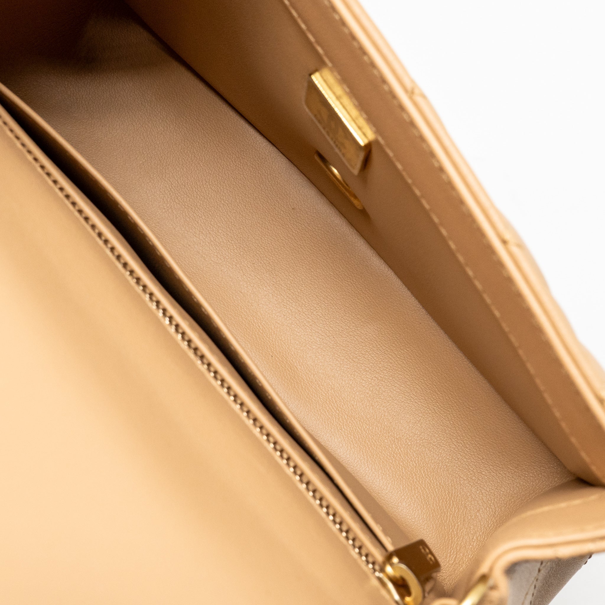 CHANEL PEARL CRUSH MINI RECTANGULAR FLAP BAG LAMBSKIN BEIGE GHW (MICROCHIP)