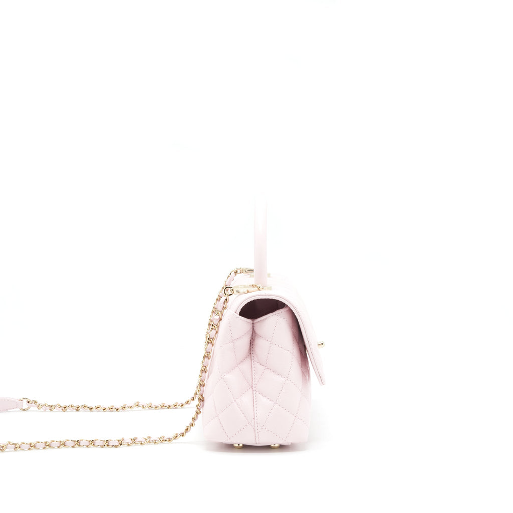 CHANEL 22P SMALL COCO HANDLE CAVIAR LIGHT PINK LGHW (MICROCHIP)