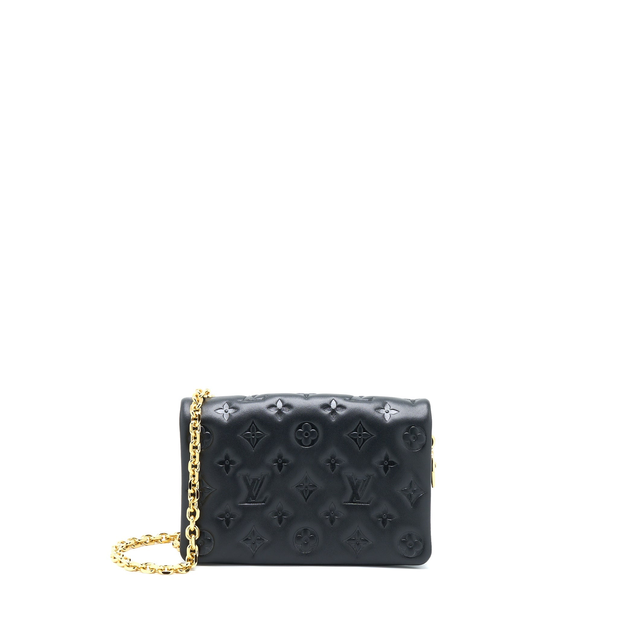 LOUIS VUITTON POCHETTE COUSSIN MONOGRAM-EMBOSSED LAMBSKIN BLACK GHW