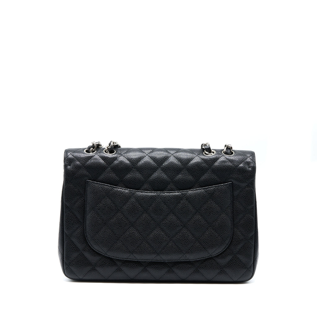 CHANEL JUMBO SINGLE FLAP BAG CAVIAR BLACK SHW